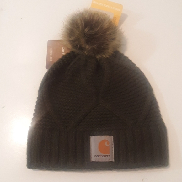 carhartt cable knit pom hat